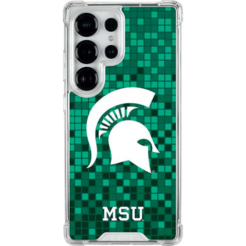 Michigan State University Spartans Digital Pixels Galaxy S25 Ultra Clear Case